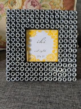 Ihi Silver and Black Hex Nut Accent Photo Frame - 3" x 3"